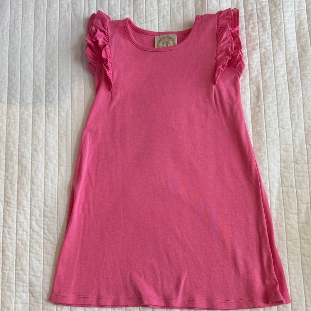 Girls' Pink Ruffle Sleeve Knit Dress